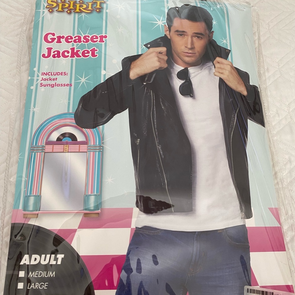 Spirit Black Greaser-Style Bomber Jacket with Sunglasses